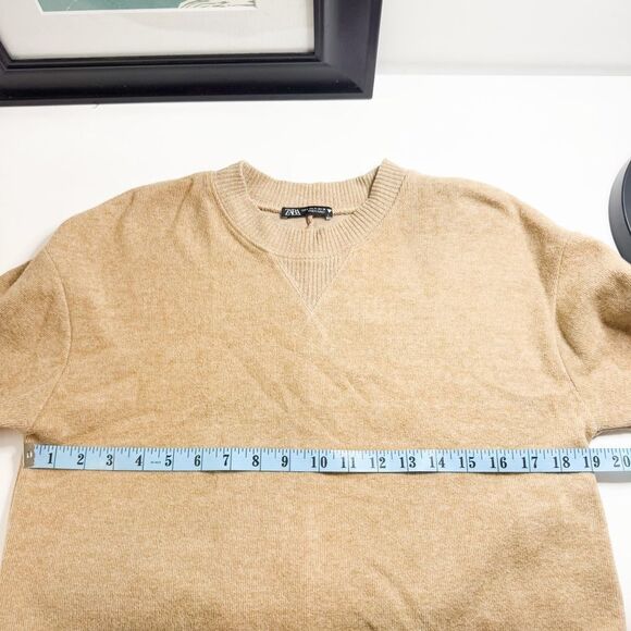 ZARA Cropped Sweatshirt in Camel Beige Soft & Cozy – Size M - Picture 6 of 7